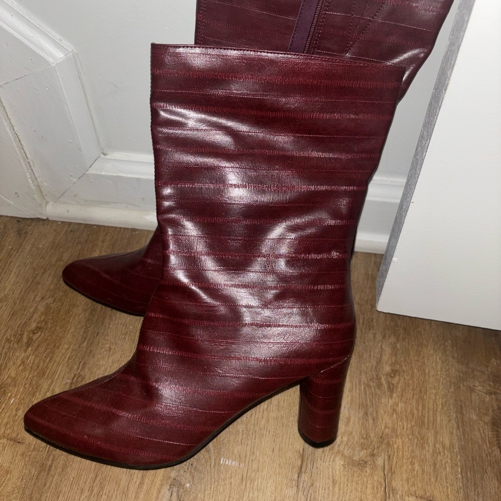 Elegant Burgundy Leather Boots
